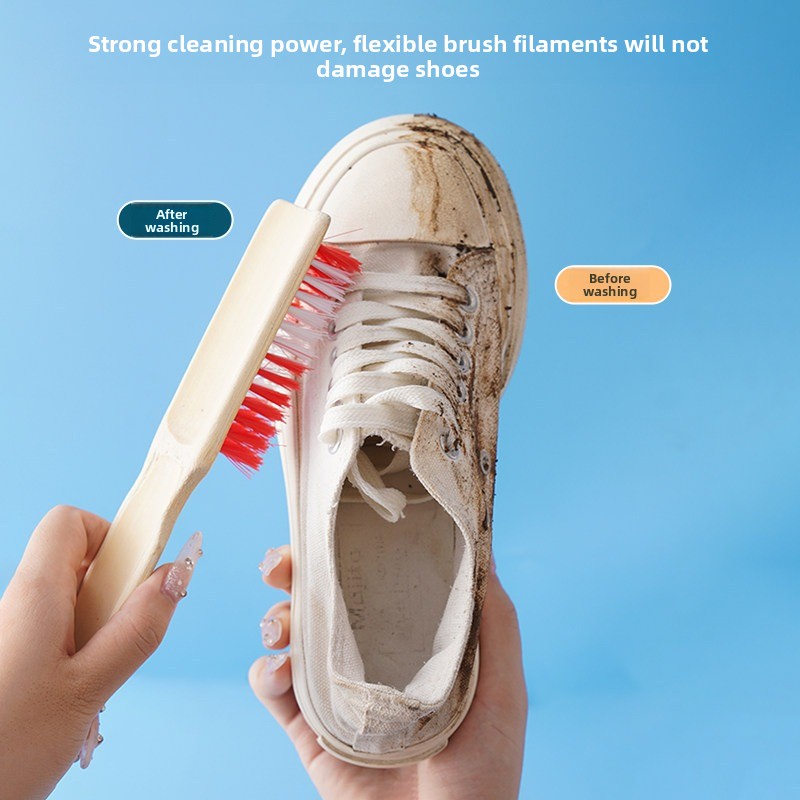 Shoe Cleaning Brush - 1個入り 家庭用 長柄竹製靴ブラシ 硬毛 洗濯・床掃除ブラシ 厚手の靴クリーナー
