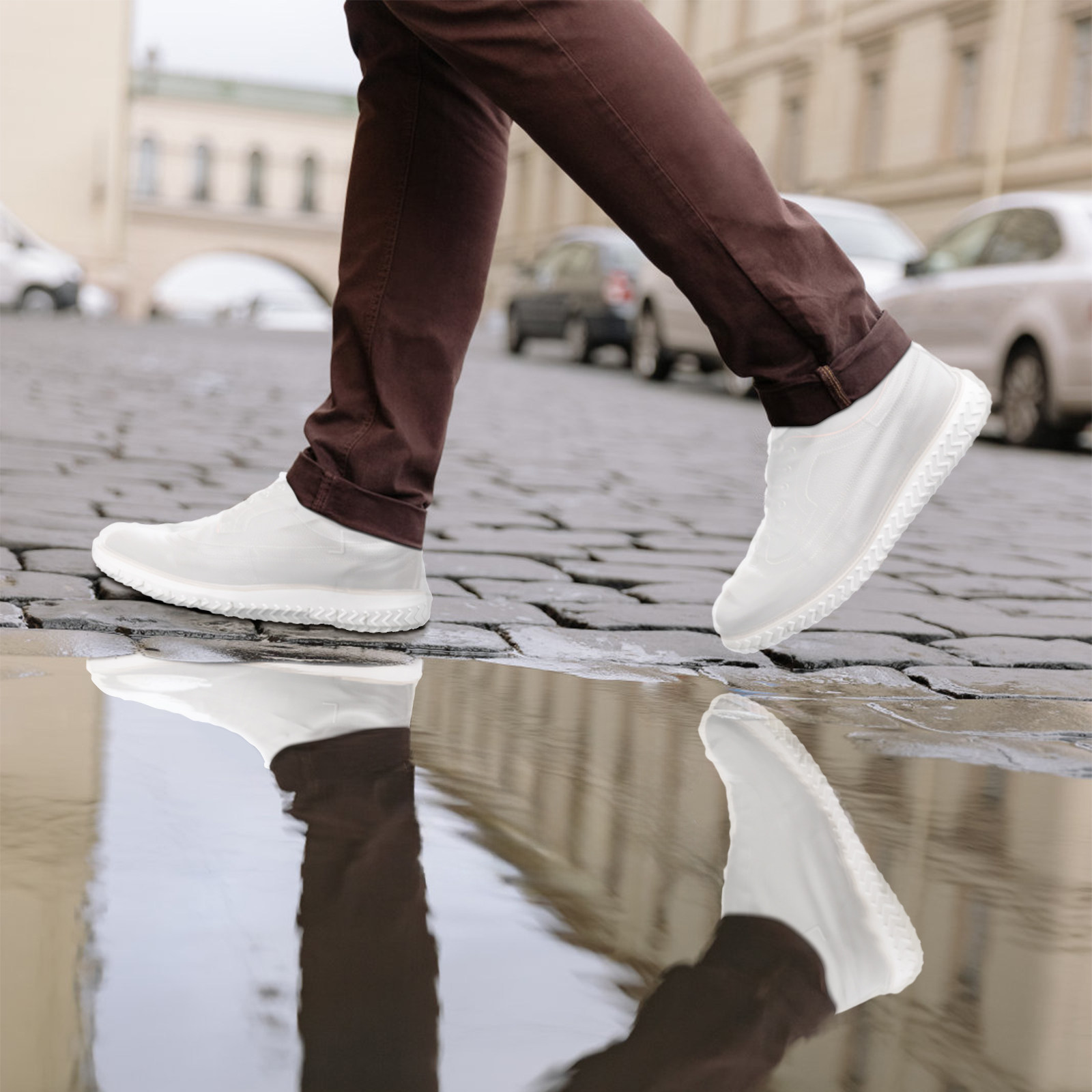 2組入り、白、Lサイズ、防水シューズカバー、シリコン製レイン - Sneaker Protector のレビューと価格