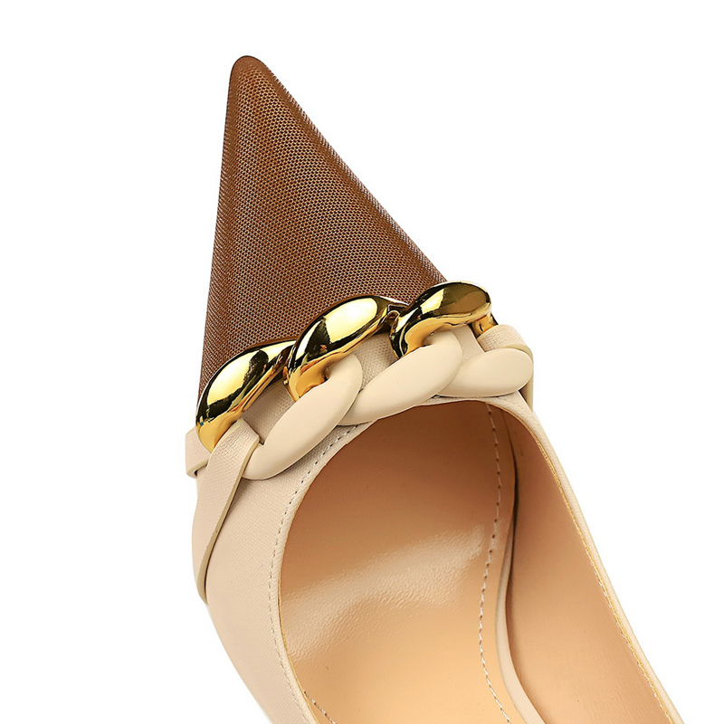 Bigtree 靴女性パンプス金属チェーン装飾ハイヒール混合 - Shoe Tree のレビューと価格