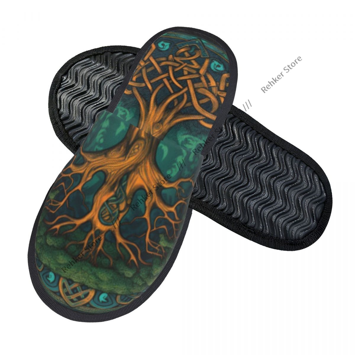 ケルトの生命と死の樹をモチーフにした、室内用スリッパ。ふわふ - Shoe Tree のレビューと価格